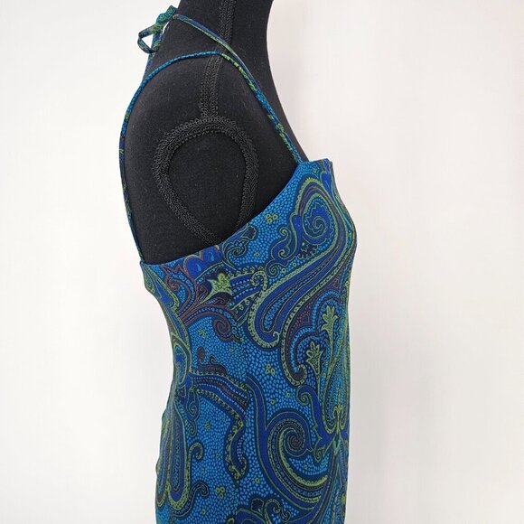 Women's Green/Blue Paisley Print Summer Dress By City Triangles, Size 7 - Picture 8 of 15